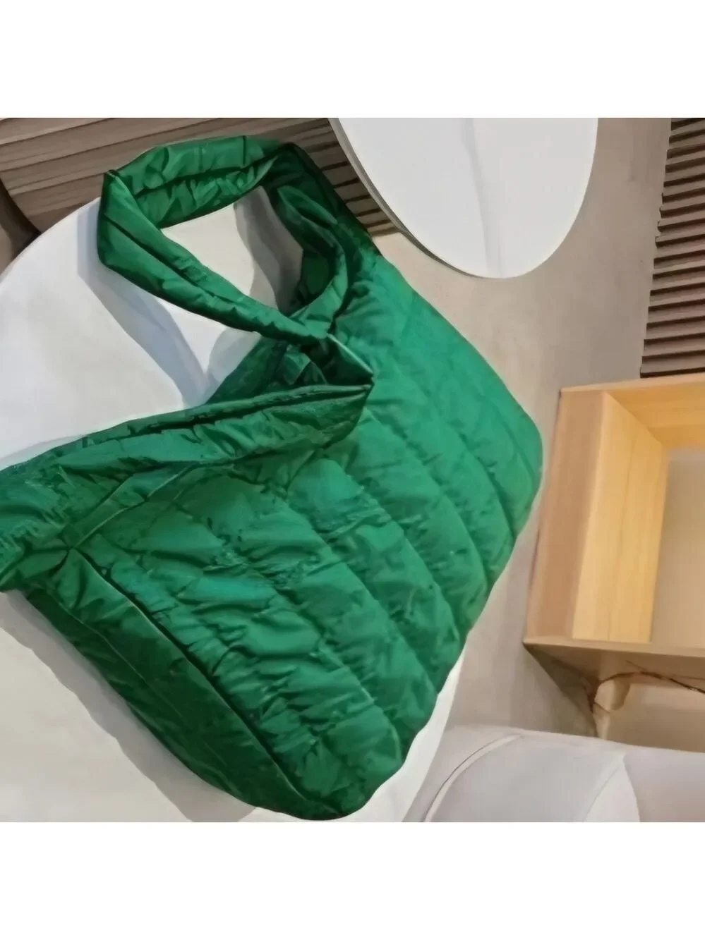 Quilted hobo Green bag with quilted details large capacity shoulder bags